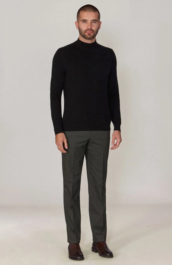 Mens Lightweight Merino Cashmere Mock Turtle Neck Jumper Black-Jumper-Paul James Knitwear-S-Black-Urbanheer