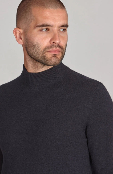Mens Lightweight Merino Cashmere Mock Turtle Neck Jumper Submarine Navy-Jumper-Paul James Knitwear-S-Submarine Navy-Urbanheer