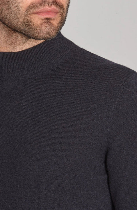 Mens Lightweight Merino Cashmere Mock Turtle Neck Jumper Submarine Navy-Jumper-Paul James Knitwear-S-Submarine Navy-Urbanheer