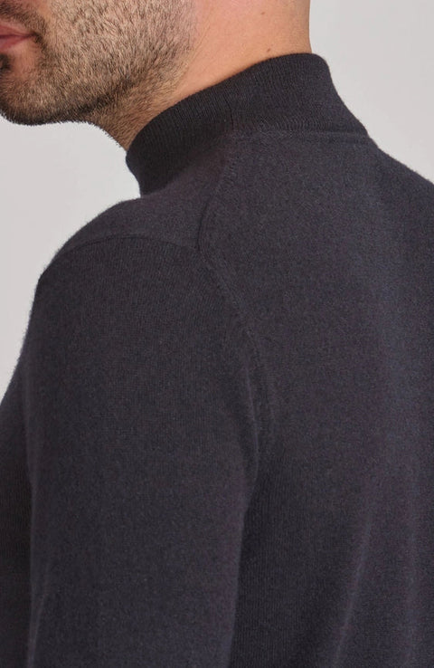Mens Lightweight Merino Cashmere Mock Turtle Neck Jumper Submarine Navy-Jumper-Paul James Knitwear-S-Submarine Navy-Urbanheer