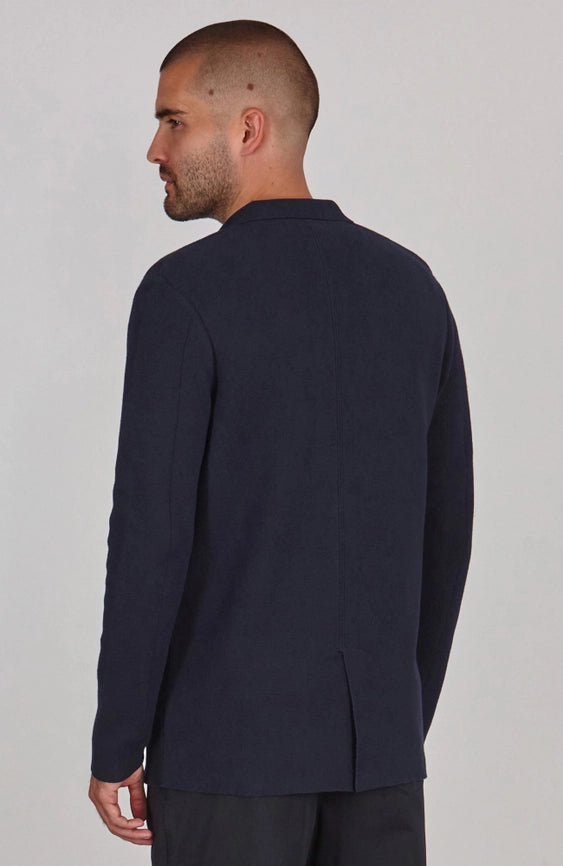 Mens Lightweight Organic Cotton Linen Knitted Blazer Navy and Black-Blazer-Paul James Knitwear-M-Regular-Navy-Urbanheer