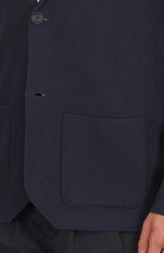 Mens Lightweight Organic Cotton Linen Knitted Blazer Navy and Black-Blazer-Paul James Knitwear-M-Regular-Navy-Urbanheer