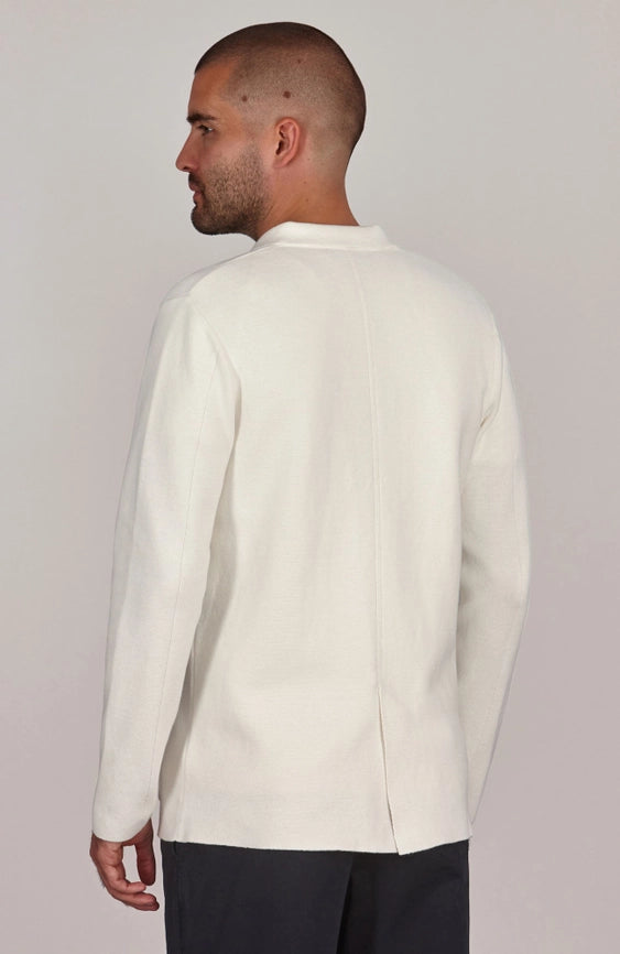 Mens Lightweight Organic Cotton Linen Knitted Blazer Off White-Blazer-Paul James Knitwear-M-Regular-Urbanheer