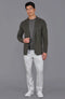 Mens Lightweight Organic Cotton Linen Knitted Blazer Olive-Blazer-Paul James Knitwear-M-Regular-Urbanheer