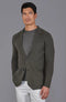 Mens Lightweight Organic Cotton Linen Knitted Blazer Olive-Blazer-Paul James Knitwear-M-Regular-Urbanheer