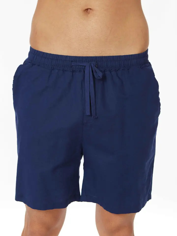 Men's Linen Blend Short (Navy)-Shorts-Hawk's Bay-S-HB-10-77 Navy-Urbanheer