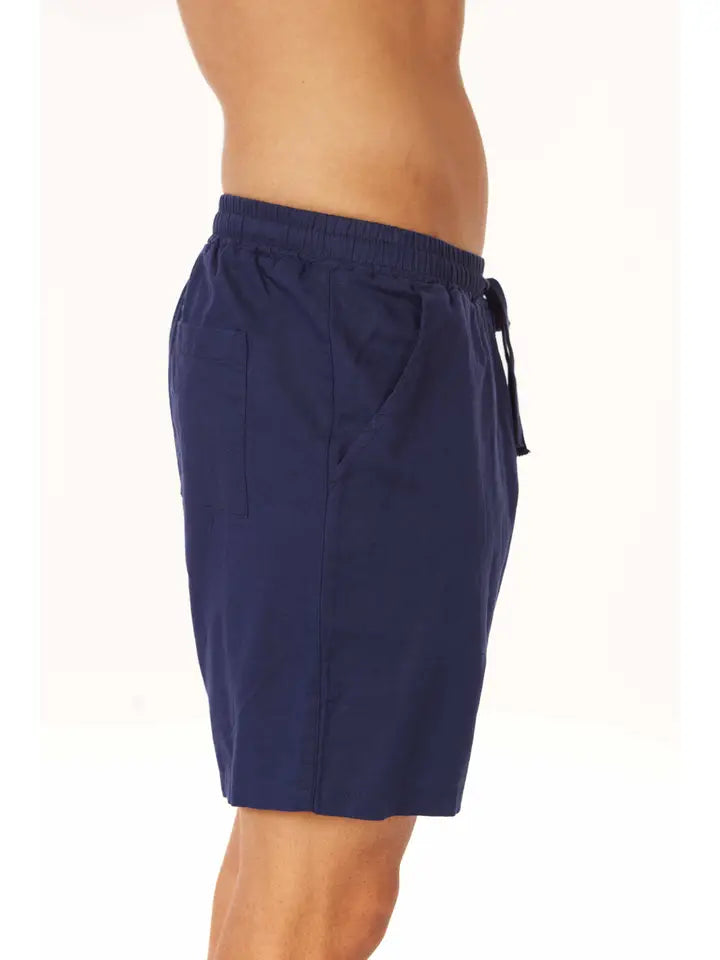Men's Linen Blend Short (Navy)-Shorts-Hawk's Bay-S-HB-10-77 Navy-Urbanheer