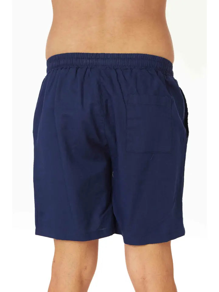 Men's Linen Blend Short (Navy)-Shorts-Hawk's Bay-S-HB-10-77 Navy-Urbanheer
