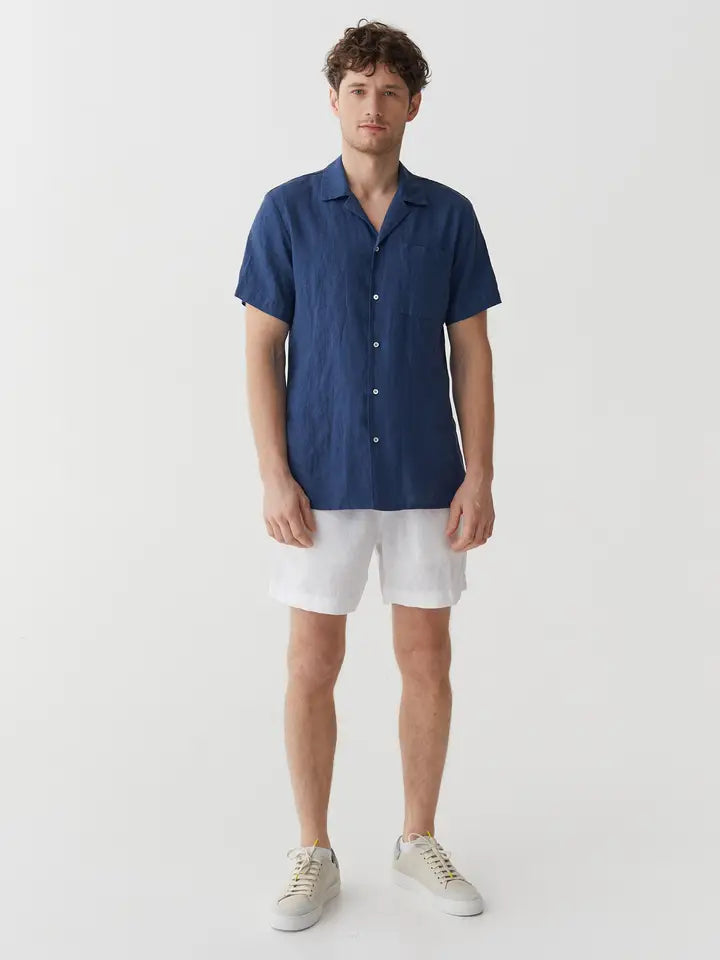 Men's Linen Camp Shirt Hawi in Deep Navy Blue-Shirt-MagicLinen-S-Deep Navy Blue-Urbanheer