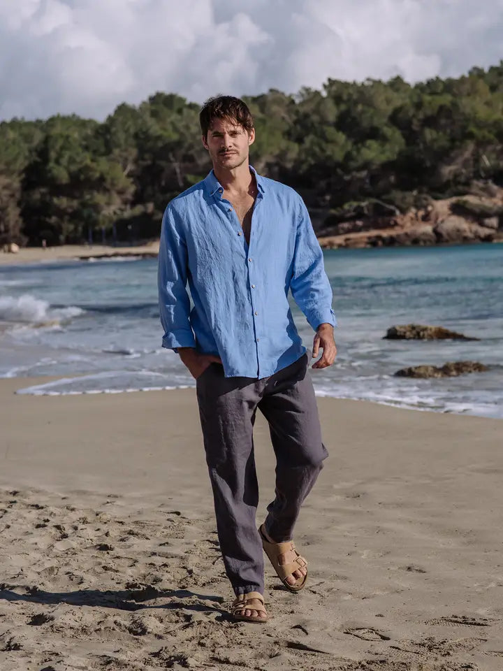 Men's Linen Pants Bremer in Anthracite-Pants-MagicLinen-S-Anthracite-Urbanheer