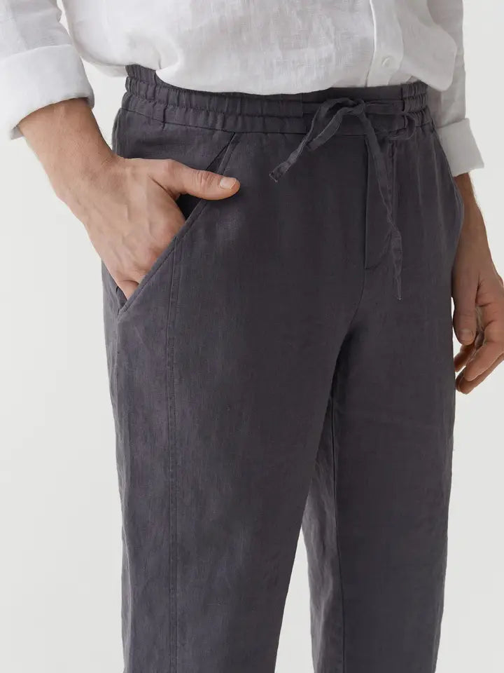 Men's Linen Pants Bremer in Anthracite-Pants-MagicLinen-S-Anthracite-Urbanheer