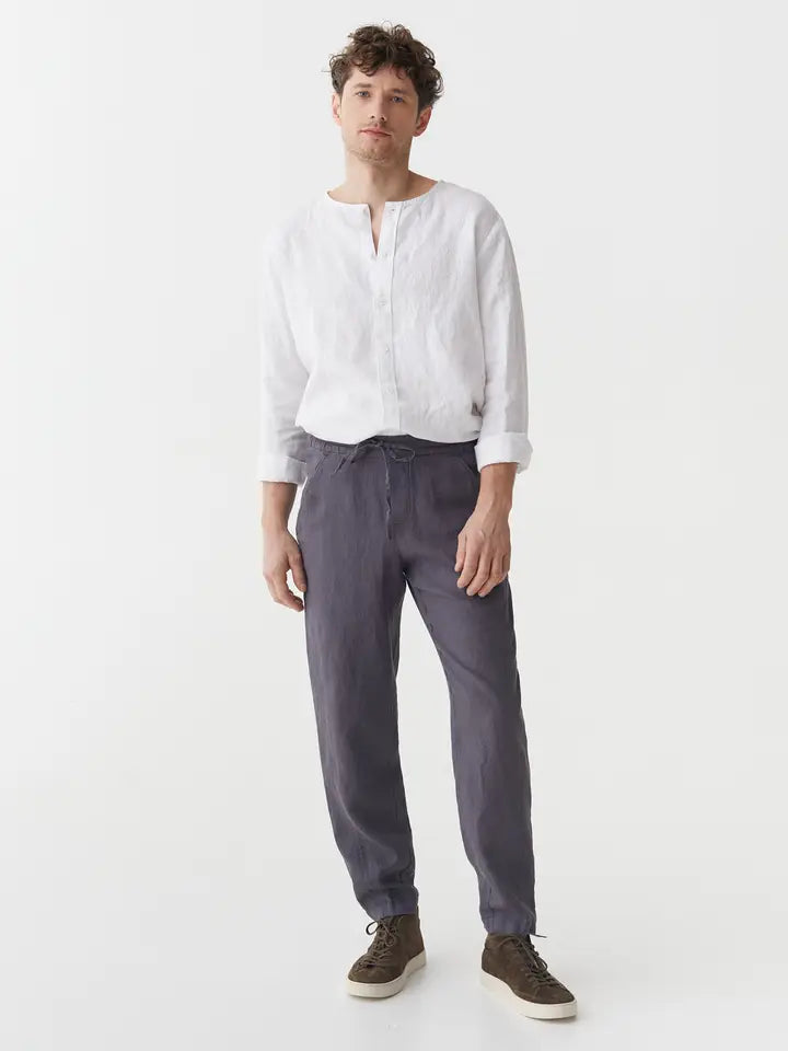 Men's Linen Pants Bremer in Anthracite-Pants-MagicLinen-S-Anthracite-Urbanheer