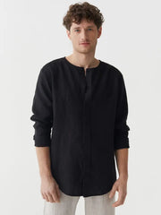 Men's Linen Shirt Bedarra in Black-Shirt-MagicLinen-S-Black-Urbanheer