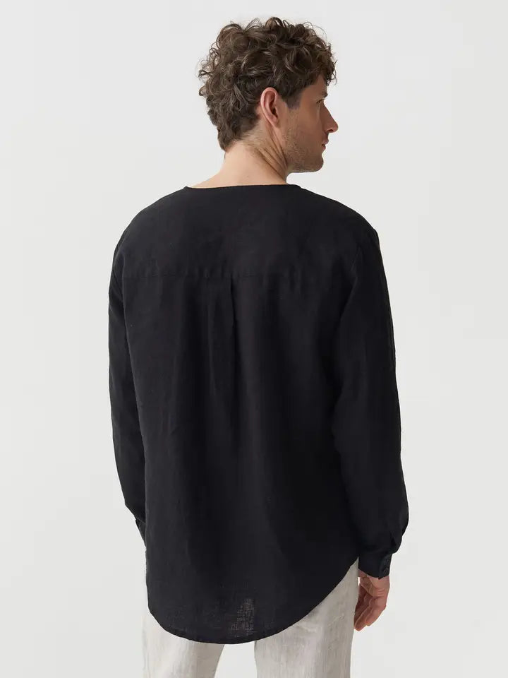 Men's Linen Shirt Bedarra in Black-Shirt-MagicLinen-S-Black-Urbanheer