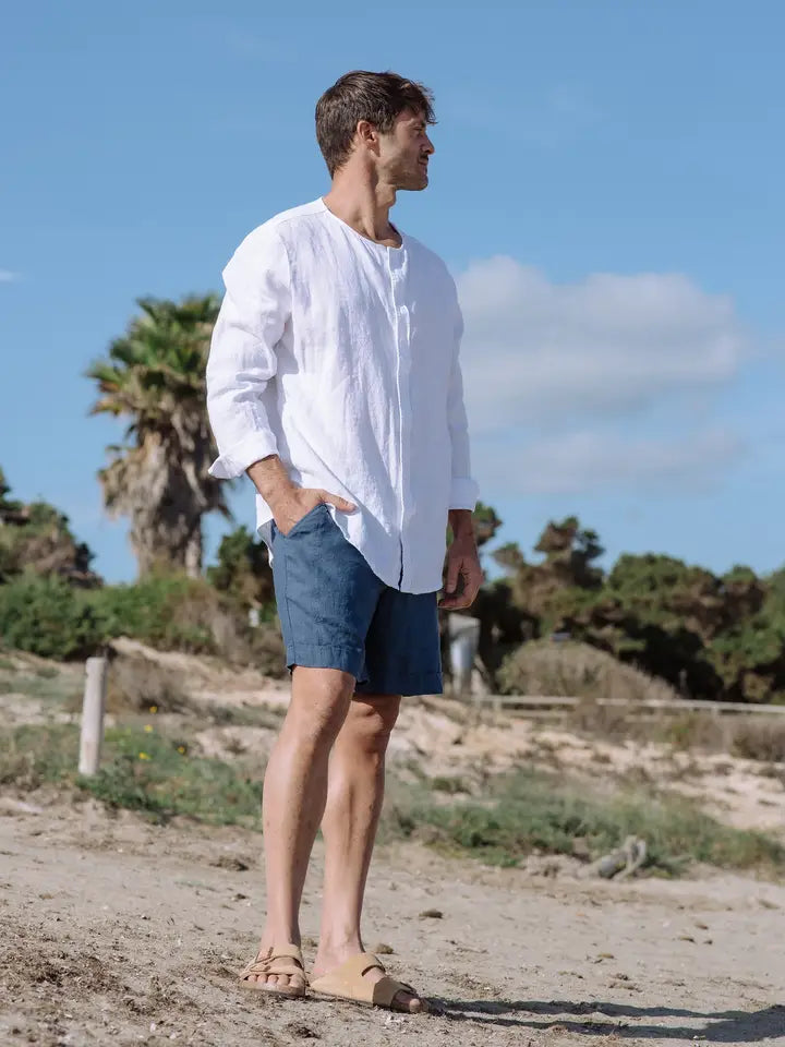 Men's Linen Shirt Bedarra in White-Shirt-MagicLinen-S-White-Urbanheer