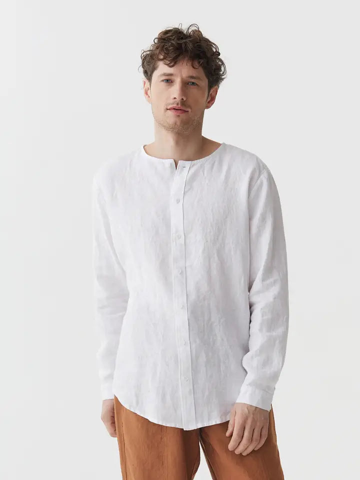 Men's Linen Shirt Bedarra in White-Shirt-MagicLinen-S-White-Urbanheer