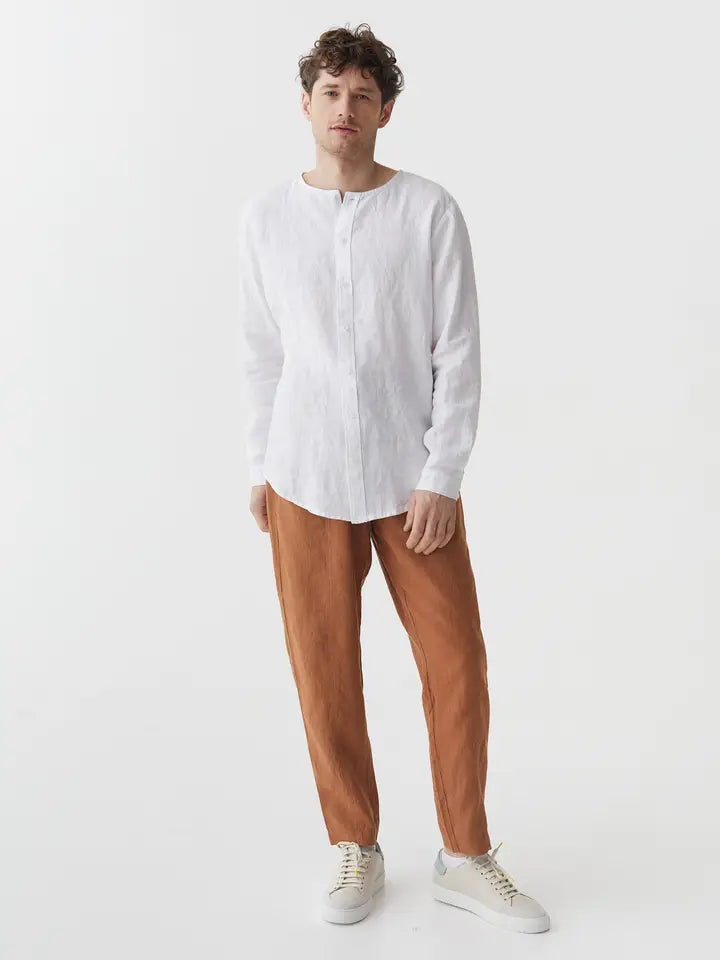 Men's Linen Shirt Bedarra in White-Shirt-MagicLinen-S-White-Urbanheer