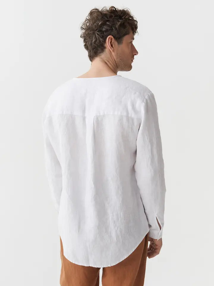 Men's Linen Shirt Bedarra in White-Shirt-MagicLinen-S-White-Urbanheer