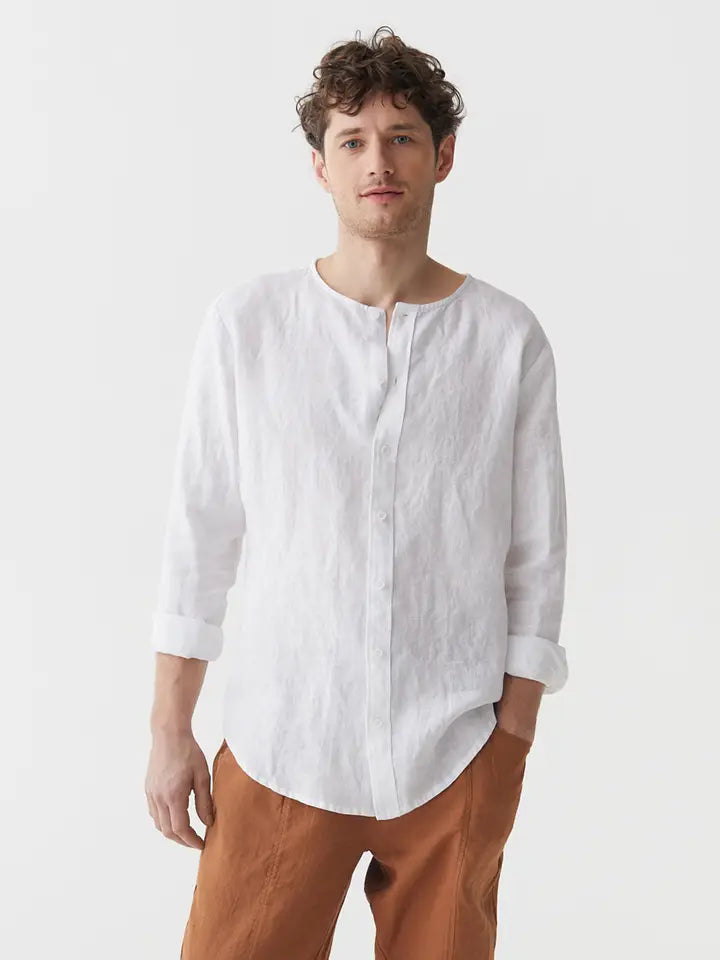 Men's Linen Shirt Bedarra in White-Shirt-MagicLinen-S-White-Urbanheer