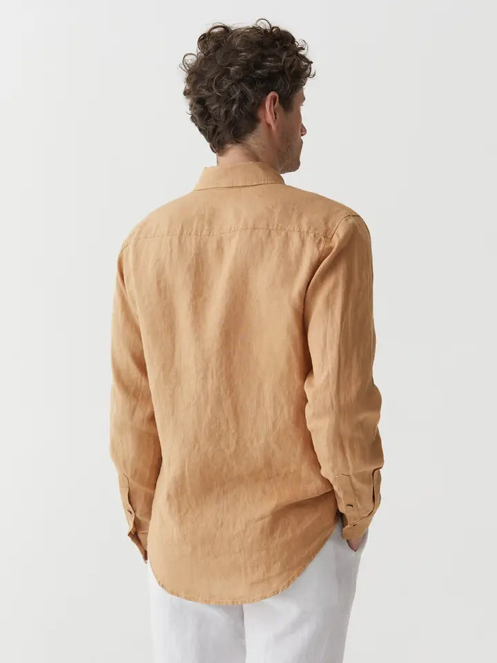 Men's Linen Shirt Nevada in Caramel-Shirt-MagicLinen-S-Caramel-Urbanheer