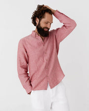 Men's Linen Shirt Nevada in Cranberry-Shirt-MagicLinen-S-Urbanheer