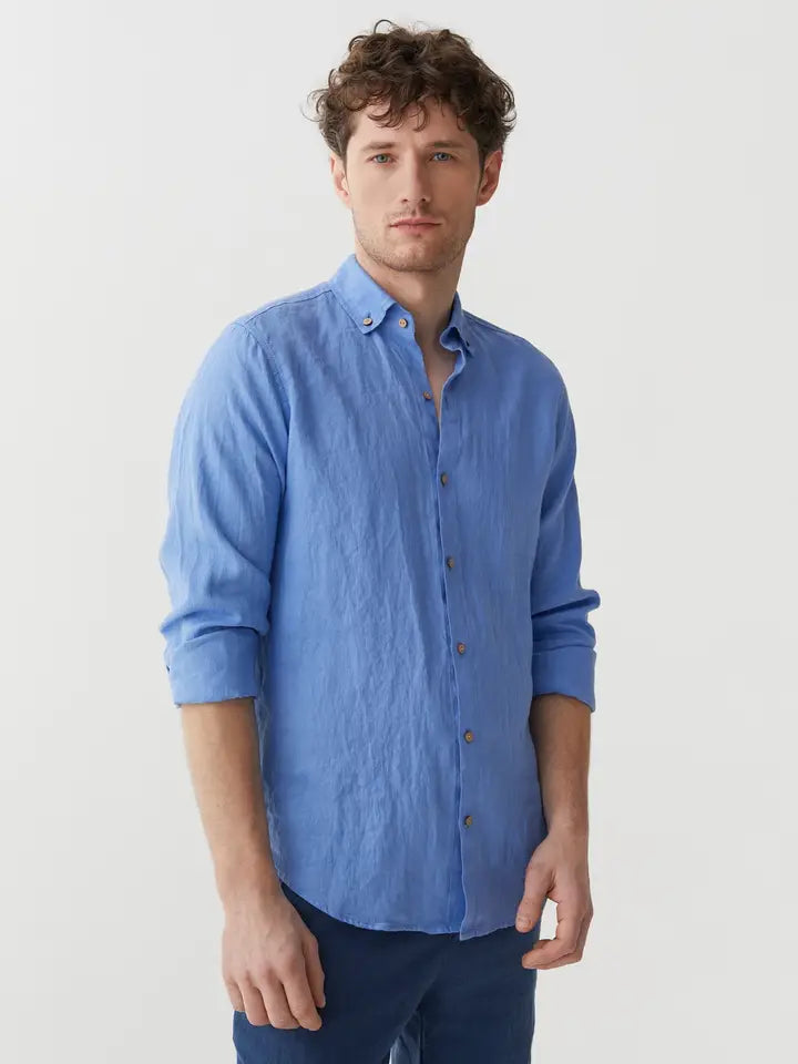 Men's Linen Shirt Nevada in Pacific Blue-Shirt-MagicLinen-S-Pacific Blue-Urbanheer