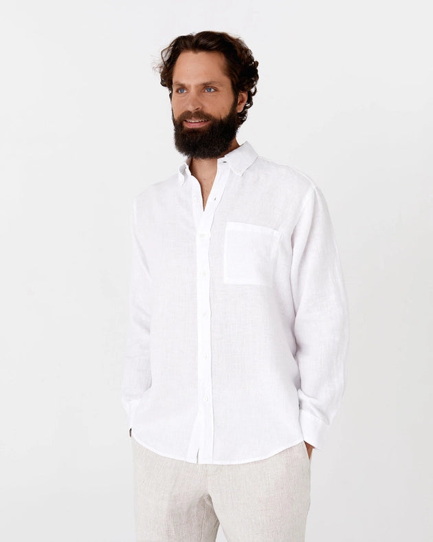 Men's Linen Shirt Perugia in White-Shirt-MagicLinen-S-Urbanheer