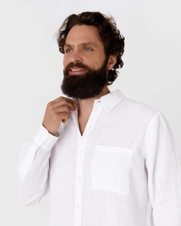 Men's Linen Shirt Perugia in White-Shirt-MagicLinen-S-Urbanheer