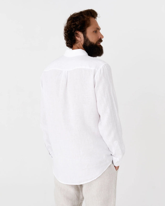 Men's Linen Shirt Perugia in White-Shirt-MagicLinen-S-Urbanheer