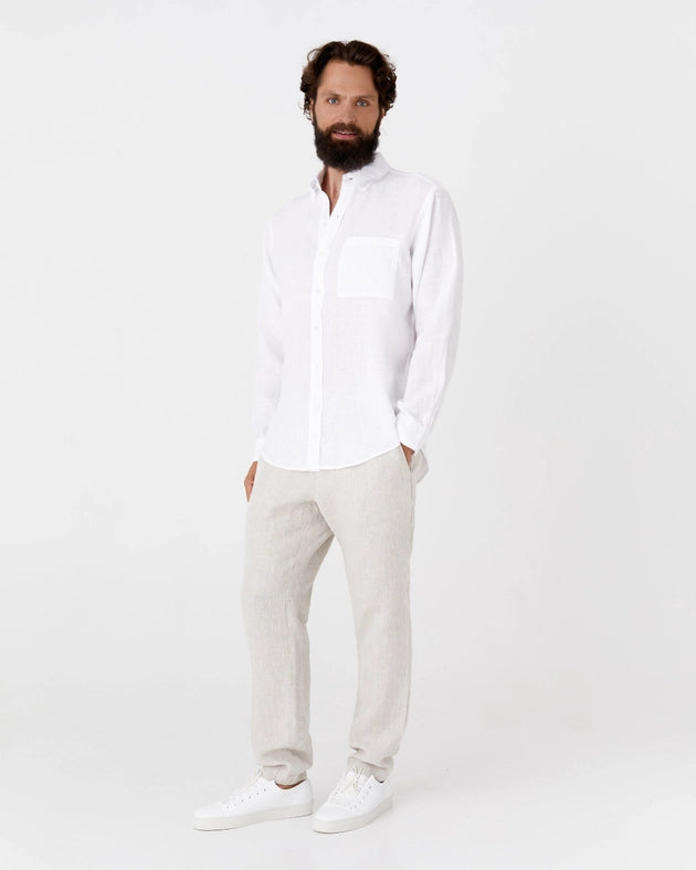 Men's Linen Shirt Perugia in White-Shirt-MagicLinen-S-Urbanheer