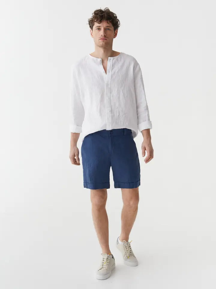 Men's Linen Shorts Faroe in Deep Navy Blue-Shorts-MagicLinen-S-Deep Navy Blue-Urbanheer