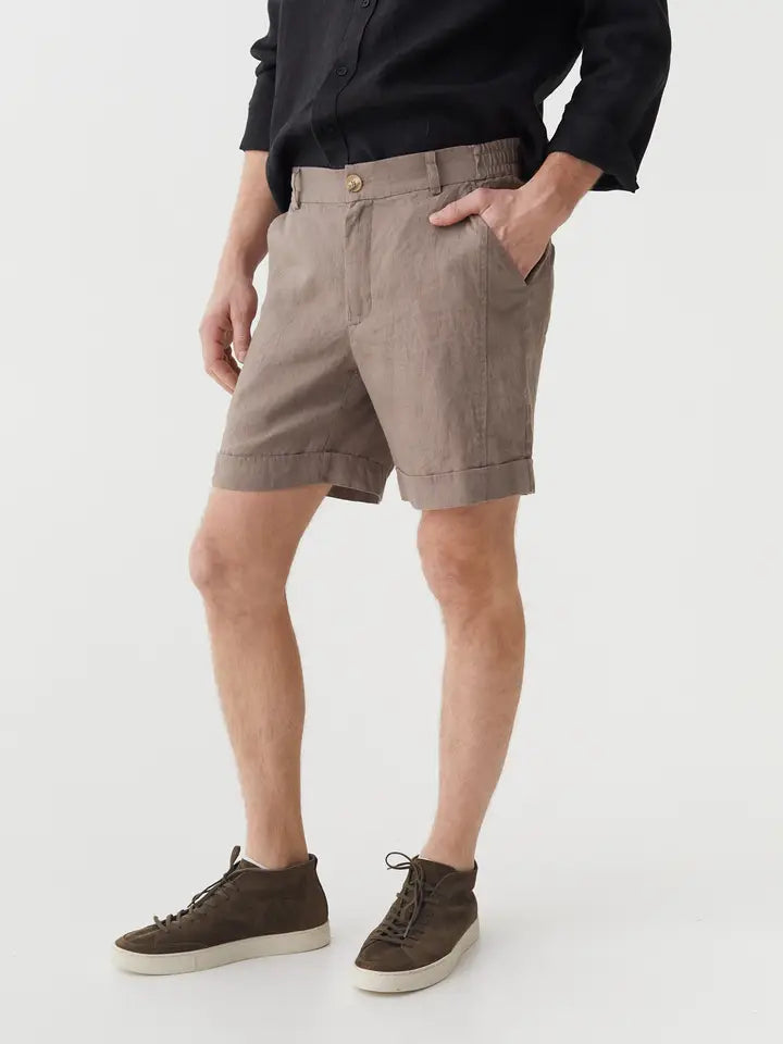 Men's Linen Shorts Faroe in Deep Taupe-Shorts-MagicLinen-M-Deep Taupe-Urbanheer