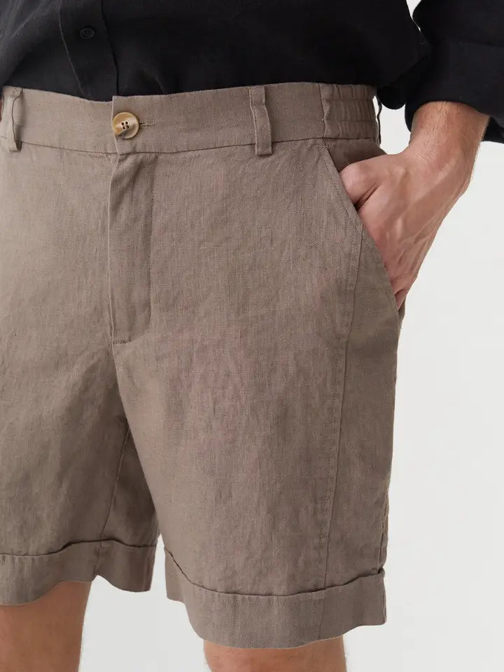 Men's Linen Shorts Faroe in Deep Taupe-Shorts-MagicLinen-M-Deep Taupe-Urbanheer
