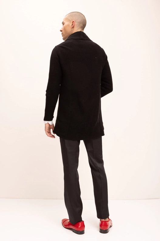 Men's Longline Knit Cardigan - Black