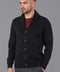 Mens Midweight 100% Cotton Shawl Collar Cardigan Black-Cardigan-Paul James Knitwear-S-Black-Urbanheer