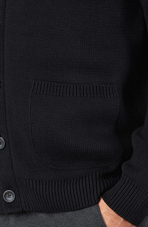 Mens Midweight 100% Cotton Shawl Collar Cardigan Black-Cardigan-Paul James Knitwear-S-Black-Urbanheer
