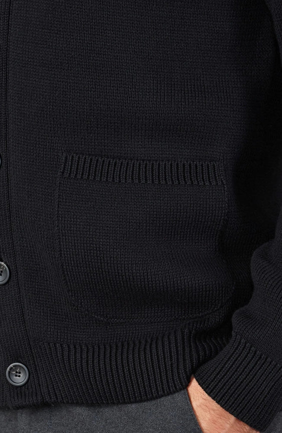 Mens Midweight 100% Cotton Shawl Collar Cardigan Black-Cardigan-Paul James Knitwear-S-Black-Urbanheer