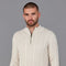 Mens Midweight Cotton Cable Zip Neck Jumper Ecru-Jumper-Paul James Knitwear-S-Ecru-Urbanheer
