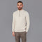 Mens Midweight Cotton Cable Zip Neck Jumper Ecru-Jumper-Paul James Knitwear-S-Ecru-Urbanheer