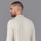 Mens Midweight Cotton Cable Zip Neck Jumper Ecru-Jumper-Paul James Knitwear-S-Ecru-Urbanheer
