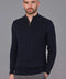 Mens Midweight Cotton Cable Zip Neck Jumper Navy-Jumper-Paul James Knitwear-S-Navy-Urbanheer