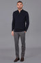 Mens Midweight Cotton Cable Zip Neck Jumper Navy-Jumper-Paul James Knitwear-S-Navy-Urbanheer