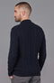 Mens Midweight Cotton Cable Zip Neck Jumper Navy-Jumper-Paul James Knitwear-S-Navy-Urbanheer