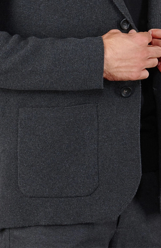 Mens Midweight Cotton Deconstructed Knitted Blazer Anthracite Grey-Blazer-Paul James Knitwear-XS-Regular-Urbanheer