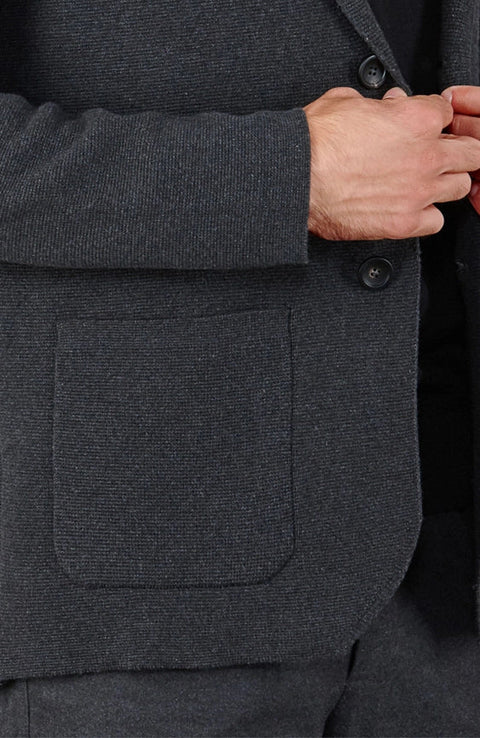 Mens Midweight Cotton Deconstructed Knitted Blazer Anthracite Grey-Blazer-Paul James Knitwear-XS-Regular-Urbanheer