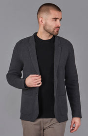 Mens Midweight Cotton Deconstructed Knitted Blazer Anthracite Grey-Blazer-Paul James Knitwear-XS-Regular-Urbanheer