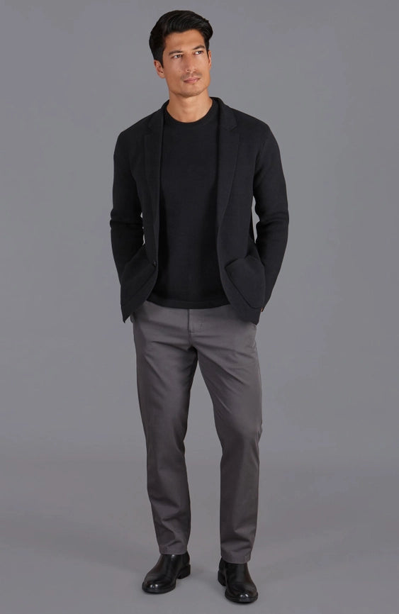 Mens Midweight Cotton Deconstructed Knitted Blazer Black-Blazer-Paul James Knitwear-S-Regular-Urbanheer
