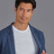 Mens Midweight Cotton Deconstructed Knitted Blazer Blue Melange-Blazer-Paul James Knitwear-XS-Regular-Urbanheer