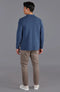 Mens Midweight Cotton Deconstructed Knitted Blazer Blue Melange-Blazer-Paul James Knitwear-XS-Regular-Urbanheer
