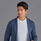 Mens Midweight Cotton Deconstructed Knitted Blazer Blue Melange-Blazer-Paul James Knitwear-XS-Regular-Urbanheer